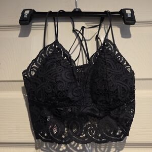 New XS Victoria's Secret Pink Label Very Sexy All Lace Black Strappy Bra Nowire
